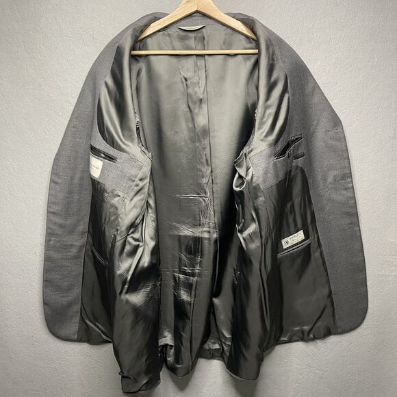 Pronto Uomo Mens Gray Wool Suit Jacket 48L Made In Italy Super 100s Angelico - Picture 6 of 8